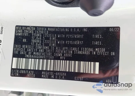 2022 Toyota Corolla Cross Le из США, поврежденный, VIN 7MUBAAAG6NV021369